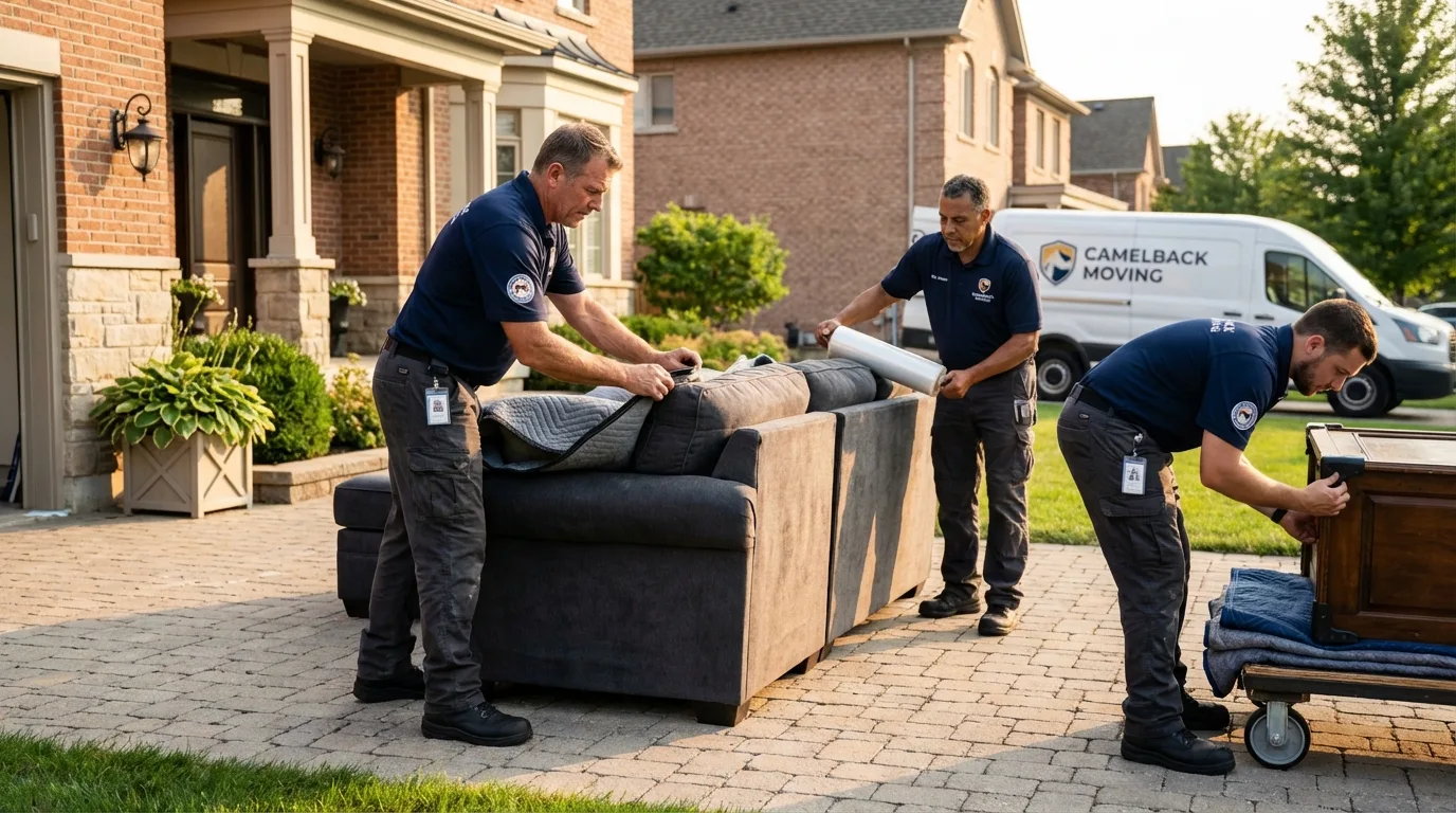 Large estate moving crew wrapping furniture in Mountain Grove, MO