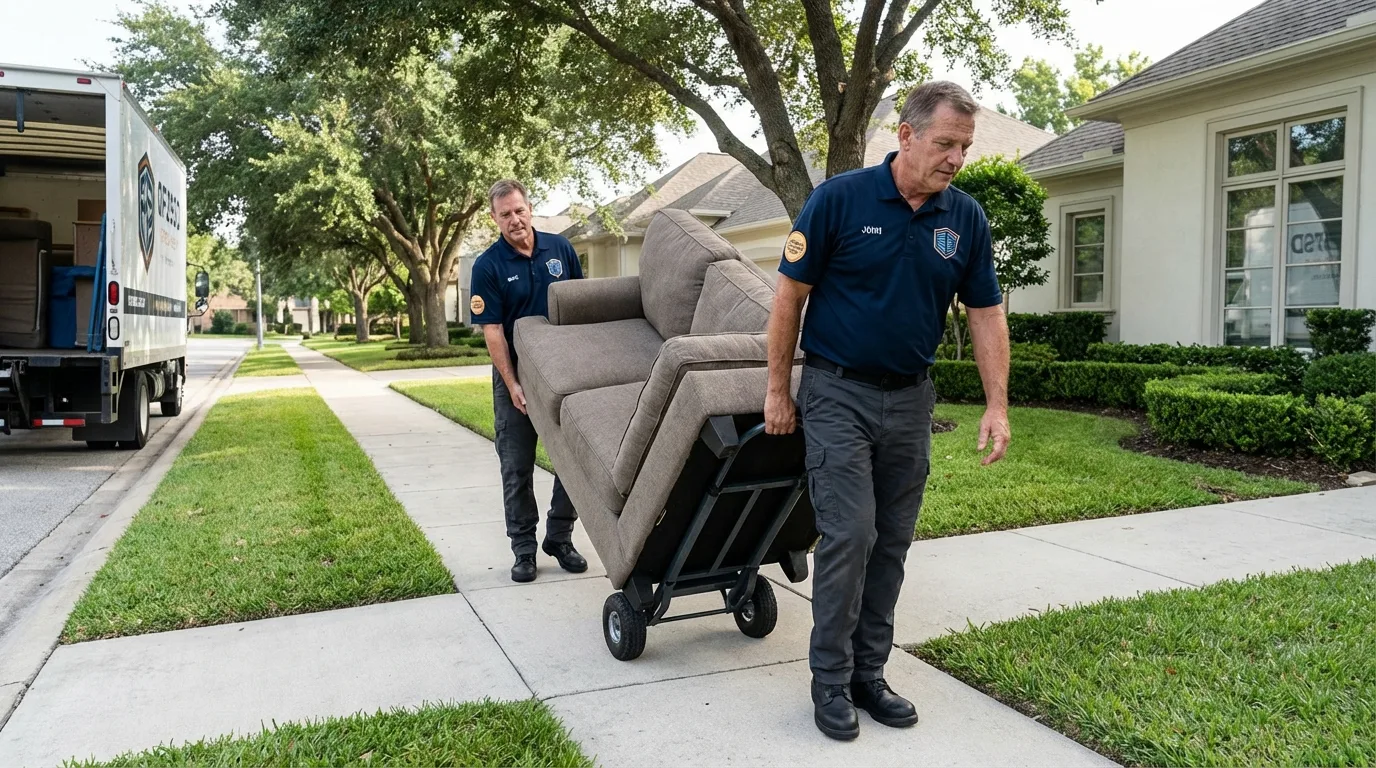 Local residential moving crew loading furniture in Mountain Grove, MO